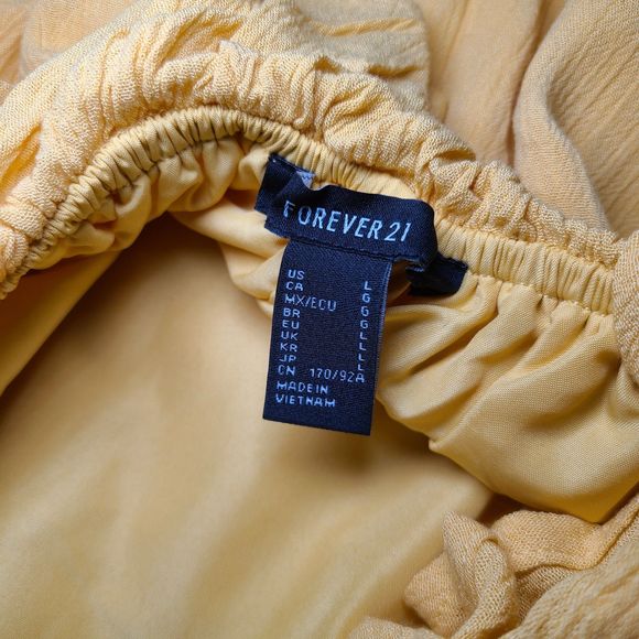 FOREVER 21 Yellow Gold Ruffle Tie-Back Midi Dress Womens Size Large - Picture 7 of 9